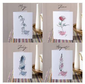 Personalised Watercolour Birth Flower Card, 5 of 7