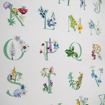 Inky Wildflower Alphabet A To Z Illustrated Print, 8 of 12