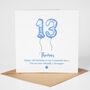 Personalised Blue Balloon 13th Birthday Card, thumbnail 2 of 4