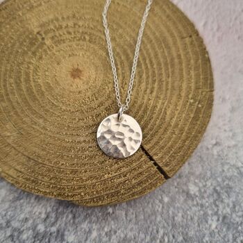 Hammered Silver Disc Necklace, 3 of 4