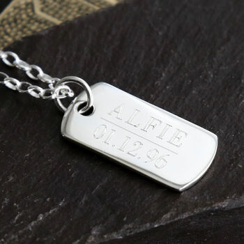 Sterling Silver Solid Dog Tag Necklace, 4 of 7