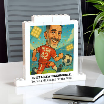 Personalised Lego Style Puzzle Gift With Football Caricature, 2 of 4