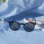 Glossy Black Classic Round Keyhole Sunglasses, thumbnail 2 of 2