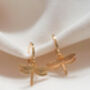 Gold Dragonfly Huggie Hoop Earrings, thumbnail 3 of 3