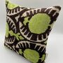 Square Ikat Velvet Cushion Green Pomegranate, thumbnail 1 of 7