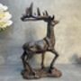 33cm Heavy Cast Iron Deer Figurine Standing Stag On Plinth, thumbnail 6 of 9