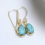 Gold Plated Turquoise Teardrop Earrings, thumbnail 5 of 6