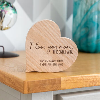 Personalised I Love You More The End I Win Oak Heart, 5 of 5