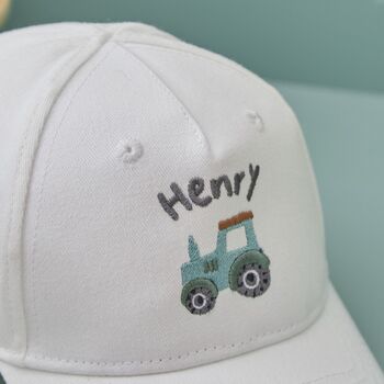 Personalised Tractor Ecru Baseball Cap, 2 of 4