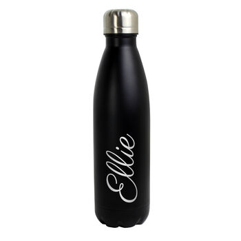Personalised Black Metal Insulated Drinks Bottle Flask, 6 of 6