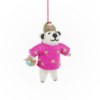 Handmade Felt Polar Pudding Polar Bear, 2 of 5