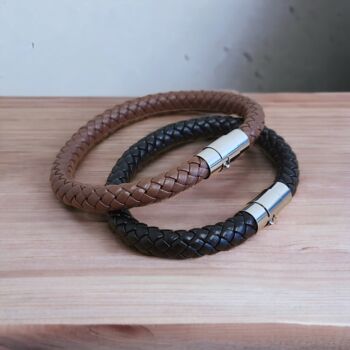 Braided Leather Plaited Bracelet In Black Or Brown, 4 of 7