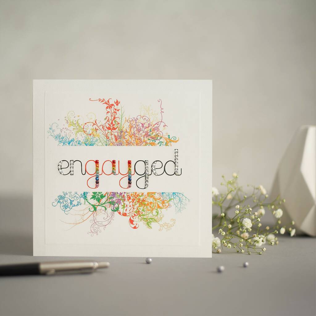 'Engayged' Lgbtq+ Swarovski Crystal Engagement Card
