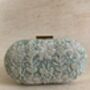 Mint Green Raw Silk Oval Pearl Clutch Bag, thumbnail 6 of 8