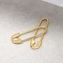 18k Gold Plated Brass Safety Pin Earrings, thumbnail 1 of 5