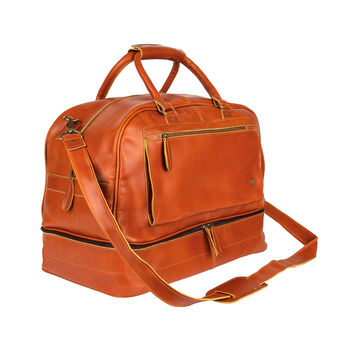 Personalised Tan Leather Holdall With Shirt Compartment, 4 of 10