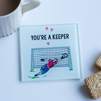 'You're A Keeper' Personalised Football Coaster, 4 of 4