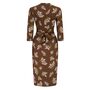 Mabel Long Sleeve Dress In Brown Floral Vintage 1940s Style, thumbnail 2 of 3