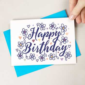 Floral Happy Birthday Greetings Card, 3 of 4