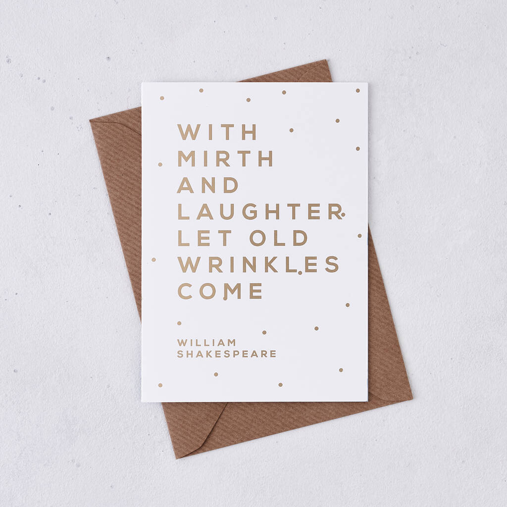 Funny Birthday 'Mirth And Laughter' Gold Foil Card By Bookishly