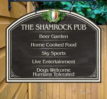 Shamrock Inn Personalised Home Pub Sign Man Cave Sign, 9 of 9