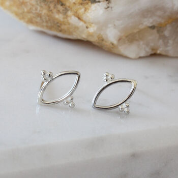 Tatiana Sterling Silver Marquise Dotty Earrings, 2 of 3