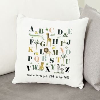 Personalised Safari Animals Alphabet Cushion Cover, 4 of 4