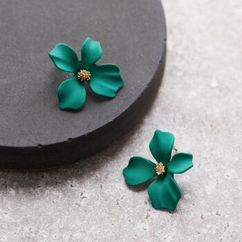 Hand Painted Flower Shaped Stud Earrings In Colours, 6 of 11