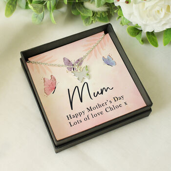 Personalised Mummy Butterfly Necklace Gift, 5 of 5