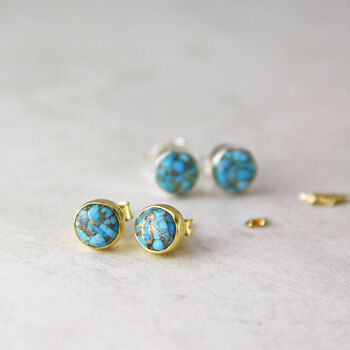 Sterling Silver And Turquoise Stud Earrings, 2 of 11