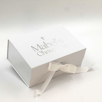 Personalised Baptism Gift Box With Lid And Ribbon, 7 of 12