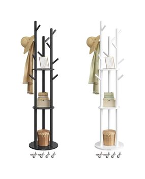 Coat Rack Coat Stand Hall Tree With Shelves, 6 of 6