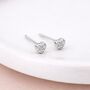 Sterling Silver Twinkling Micro Heart Stud Earrings – 3mm X 4mm, thumbnail 2 of 7