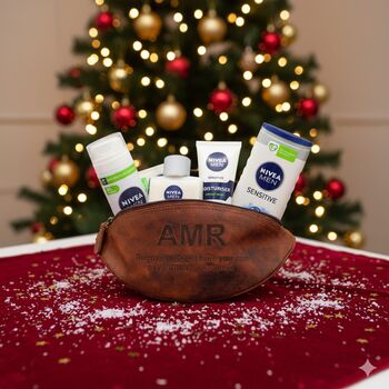 Personalised Leather Rugby Ball Wash Bag, 10 of 10