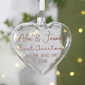 Personalised '1st Christmas As Mr And Mrs' Bauble, 3 of 8
