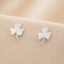 Sterling Silver Shamrock Stud Earrings, thumbnail 1 of 6