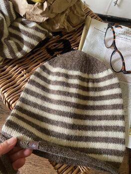 New! Alpaca Jersey Knit Stripe Beanie, 8 of 9
