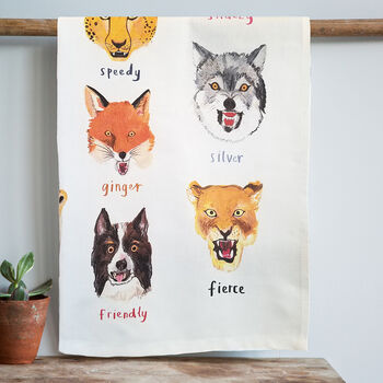 'Growlers' Illustrated Animal Tea Towel, 4 of 4