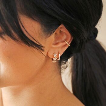Crystal Triple Star Huggie Hoop Earrings, 4 of 12