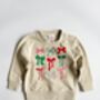 Christmas Bow Print Recycled Sweatshirt, thumbnail 3 of 3