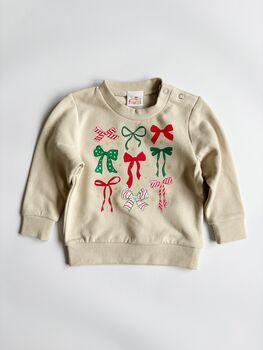Christmas Bow Print Recycled Sweatshirt, 3 of 3