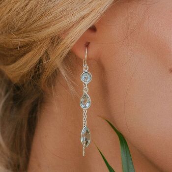 Azura Blue Topaz Sterling Silver Threader Earrings, 4 of 8