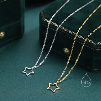Open Star Pendant Necklace In Sterling Silver, 5 of 11