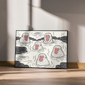 Snow Monkey Wall Art | Japanese Zen Bathroom Print, 7 of 9
