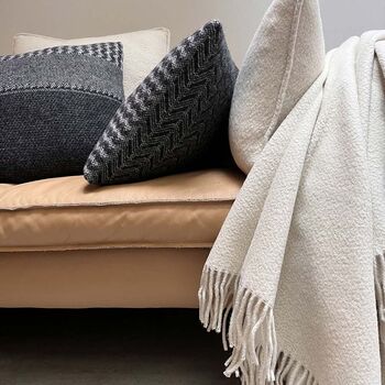 Abbey White Structure Recycled Wool Throw, 4 of 4