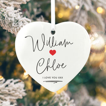 Couples Ceramic Heart Hanging Decoration Bauble + Gift Box, 7 of 7