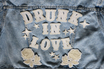 Bride Embroidered Denim Jacket 'Drunk In Love', 2 of 9