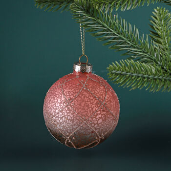 G Decor Glass Blush Snowflake And Pink–Silver Ombré Christmas Tree Baubles, 3 of 3