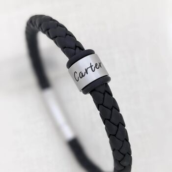 Personalised Mens Bracelet With Engraved Name Rings, 9 of 9
