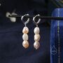 Sterling Silver Genuine Baroque Pearl Trio Huggie Hoop Earrings, thumbnail 7 of 12